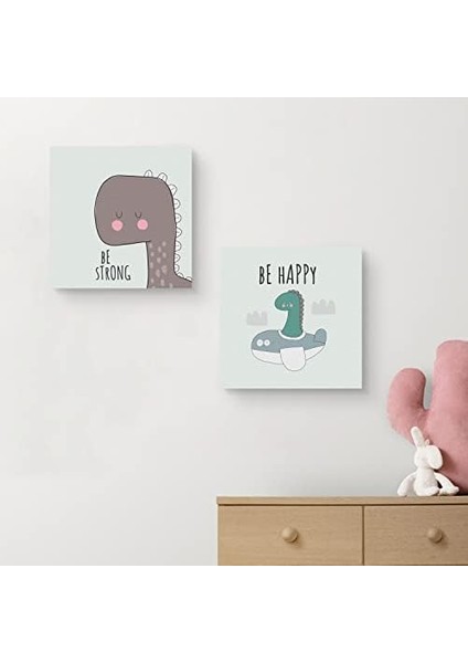 Odasına Özel Minimal Dinozor Tasarımlı Kanvas