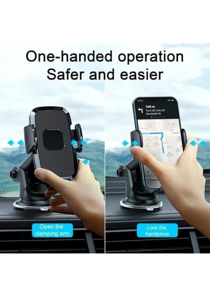 Telefon Tutucu Araç Otomatik Klipsli Araba Telefon Tutucu Ayarlanabilir Cam ve Torpido Için Yüksek Kalite Tutucu