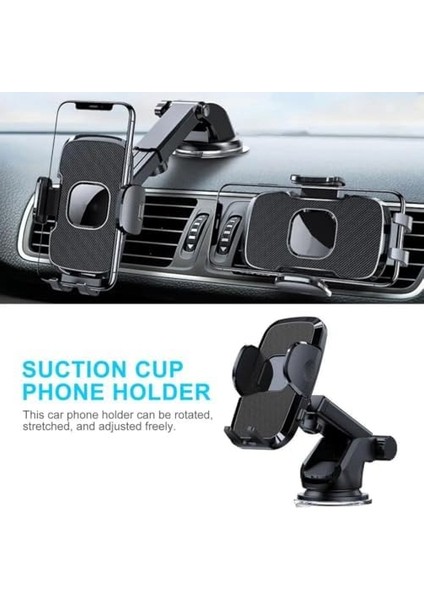 Telefon Tutucu Araç Otomatik Klipsli Araba Telefon Tutucu Ayarlanabilir Cam ve Torpido Için Yüksek Kalite Tutucu