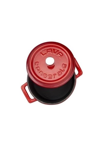 Metal Döküm Mini Tencere, 10 Cm, 0.35 L Hacim, Kırmızı