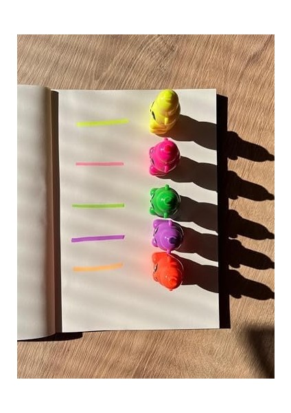 Design Fosforlu Sanatsal Marker Kalem Seti - 5 Çeşit Renk