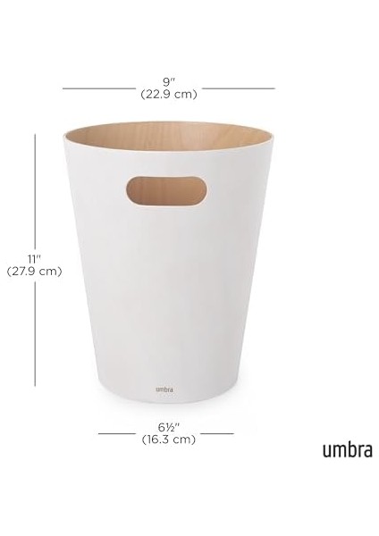 Woodrow Çöp Kutusu, Iki Renkli Ahşap Kağıt Sepeti, Ofis, Banyo, Oturma Odası ve Daha Fazlası Için, 7,5 L Kapasite, Beyaz/doğal