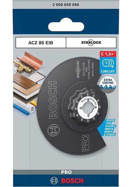 1x Pro Acz 85 Eıb Starlock Testere Ucu (Demir Içermeyen Metaller, Dolu Laminant Vinil, Pvc, Ø 85 Mm, Professional Aksesuar Çok Fonksiyonlu Makine)