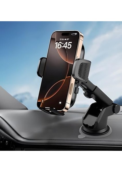 Otomatik Klipsli Araba Telefon Tutucu Cam ve Torpido Için Yüksek Kalite Yapışkan, Ayarlanabilir Yükseklik ve Yakınlık Ergonomik Tasarım Araç Telefon Tutucu