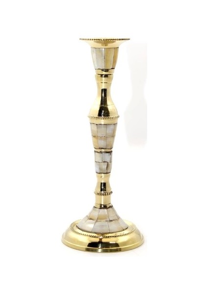 Tekli Pirinç Sedefli Şamdan Model 1