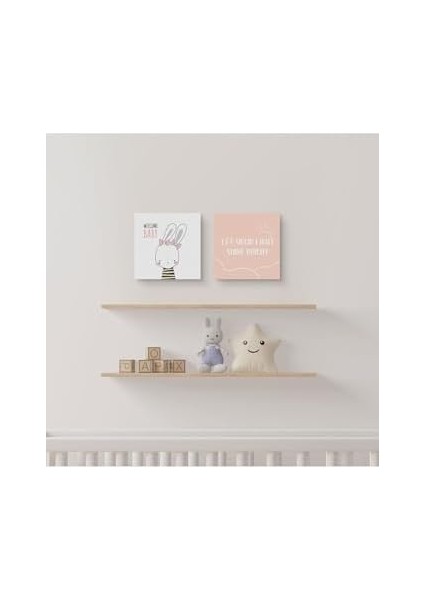 Bebek Odasına Özel Minimal Tavşan Tasarımlı Kanvas 25 x 25 cm Ölçüsündedir