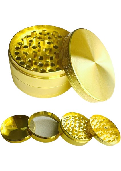Grınder Parçalayıcı Metal Baharat Öğütücü Herb Spice 4 Katmanlı 40MM / 50MM / 63MM (Gold, 75MM)