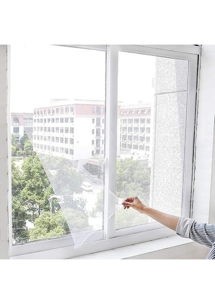 Luas Pencere Sinekliği, Çift Kanat Beyaz Tül Sineklik, Sivrisinek Ağı, Sinek Böcek Tutucu, Aparatlı Cam Sinek Teli, Kolay Montaj 150 cm