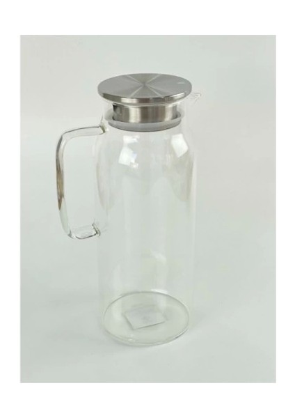 1500 ml Borosilikat Cam Su Sürahisi - Metal Kapaklı ve Isıya Dayanıklı