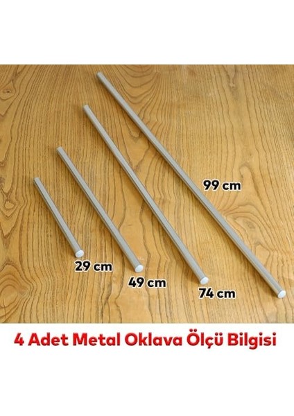 Alüminyum Metal Oklava 4'lü Set Börek Hamur Yufka Açma Silindir Yuvarlak Uzun Kısa Mutfak Araç
