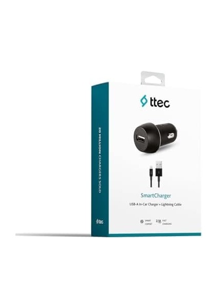 Smartcharger 2.1A Araç Şarj Aleti + Lightning Kablo Siyah