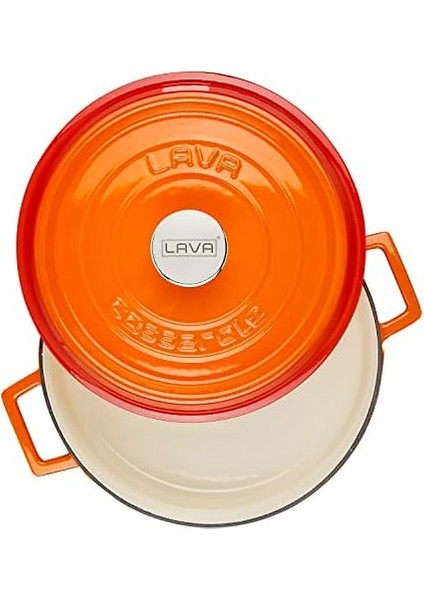 Döküm Çok Amaçlı Yayvan Tencere Döküm Demir Yekpare Kulplu Edition Serisi ÇAP(Ø)28CM. Turuncu