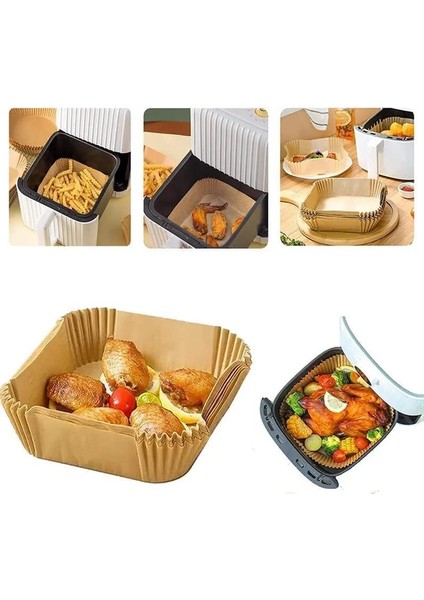 2024 200 Adet Airfryer Pişirme Kağıdı Xl-Xxl Büyük Boy 20 cm Hava Fritöz Kağıdı Fırın Yağlı Kağıdı Tek Kullanım Kağıt