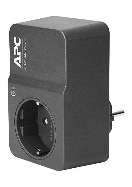 Surge Protector PM1W-GR - Aşırı Gerilim Korumalı Priz Adaptörü (1 Schuko Fiş, Pc, Tv Vb. Için - Renk: Siyah)