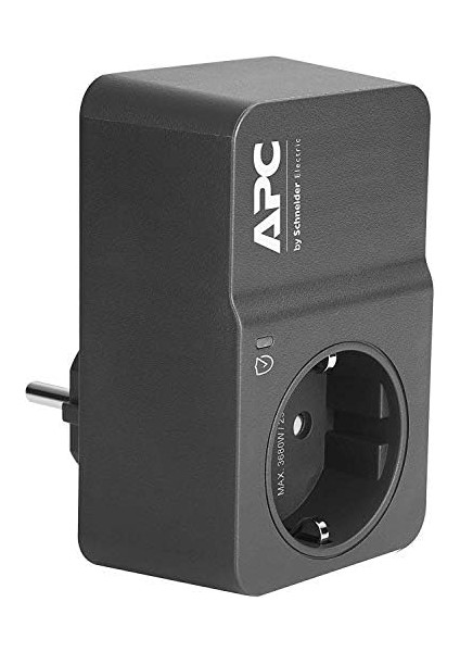 Surge Protector PM1W-GR - Aşırı Gerilim Korumalı Priz Adaptörü (1 Schuko Fiş, Pc, Tv Vb. Için - Renk: Siyah)