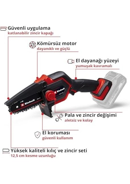 Akülü Dal Budama Testeresi Ge-Ps 18/15 Li Bl-Solo Power X-Change (18 V, Kömürsüz Motor, 12,5 cm Kesim Uzunluğu, Aletsiz Zincir ve Kılavuz Değişimi, Akü Dahil Değildir) - 4600040
