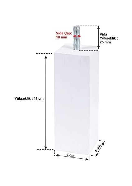 Ahşap Mobilya Baza Koltuk Kanepe Ayağı Vida Çapı 10 mm