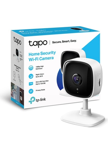 Tapo C100, 1080P Full Hd, Hareket Tespit ve Takibi, 9m Gece Görüşü, Çift Yönlü Sesli Iletişim, Sesli Alarm, Bulut/yerel Depolama, Iç Mekan Wi-Fi Güvenlik Kamerası