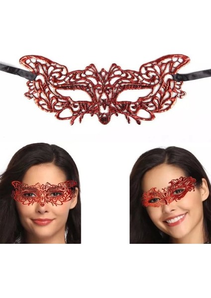 Kırmızı Dantel Masquerade Maskesi 9 No