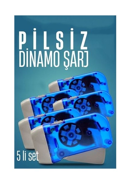 5 Li Kendinden Dinamo Şarjlı Pilsiz Acil Durum El Feneri Manuel Şarjlı El Feneri