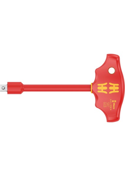 05005120001 410 I Vde B Yalıtımlı T Kol Adaptör Tornavida, 3/8 Inç Lokma Anahtar Uçları Için, 3/8 Inç x 130 Mm, Kırmızı