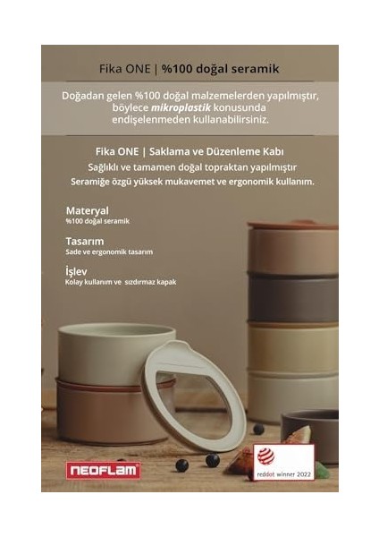 Fika One Seramik Saklama Kabı Bej 200 ml D-NEONE020-09
