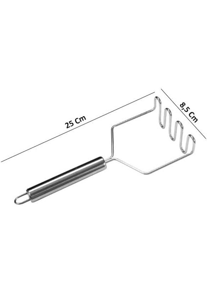 Metal Saplı Paslanmaz Çelik Patates Ezici (Metal Saplı) Patates Presi, Yüksek Kaliteli Tasarım, Oval Saplı ve Pratik Asma Halkalı, Püre Ezici