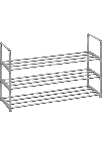 3 Katmanlı Ayakkabı Rafı, Ayakkabı Saklama Düzenleyici, Metal Saklama Rafı, 12 Ile 15 Çift Ayakkabıya Uygun, 30,5 x 92 x 55 Cm, Gri LSA303G01