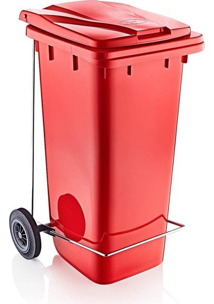 SY-6507 Pedallı Tekerlekli Kapaklı Plastik Çöp Konteyneri 120 Lt