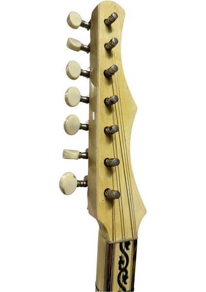 Uzun Sap Bağlama Gitar Burgulu Flatolu Dut Ağacı Klavyeli Çift Kafes