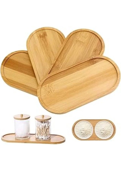 Bambu Oval Sunum ve Servis Tepsisi - Şık Ahşap Görünümlü Tepsi, Yağdanlık Altlığı, Mutfak ve Banyo