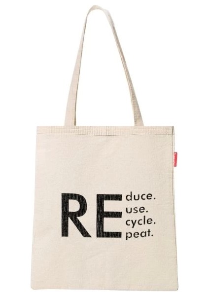 Baghashtag Reduce Reuse Recycle Repat Baskılı Bez Çanta