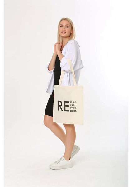 Baghashtag Reduce Reuse Recycle Repat Baskılı Bez Çanta