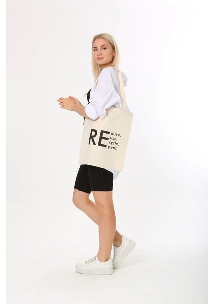 Baghashtag Reduce Reuse Recycle Repat Baskılı Bez Çanta