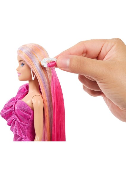JDC85 Barbie Upuzun Muhteşem Saçlı Bebekler Pembe Saçlı Bebek