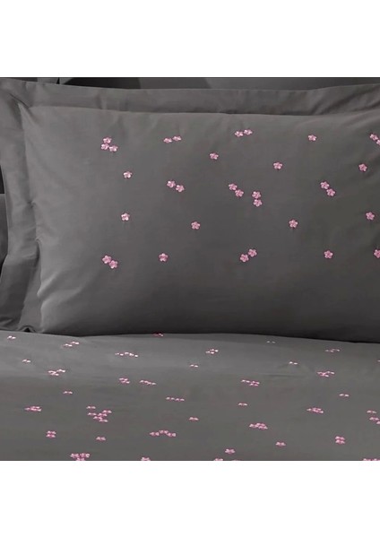 Hobby Çift Kişilik Poplin Premium Nakışlı Nevresim Spring Gri fiyatları