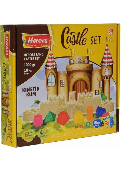 KUM-044 1000 gr Heroes Kinetik Kum Kale Kalıplı Set - Eren Oyuncak