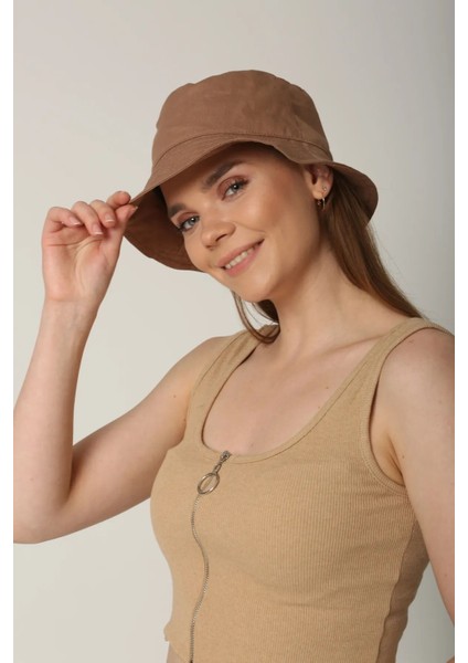 Unisex Yazlık Bucket Renkli Şapka Vizon