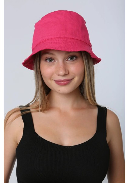 Unisex Yazlık Bucket Renkli Şapka Fuşya