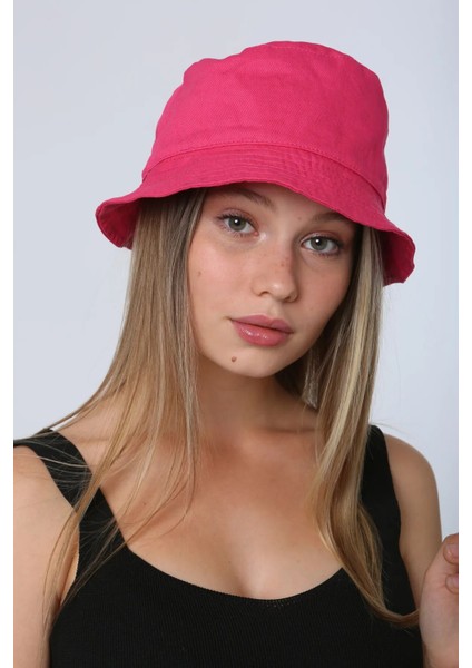 Unisex Yazlık Bucket Renkli Şapka Fuşya