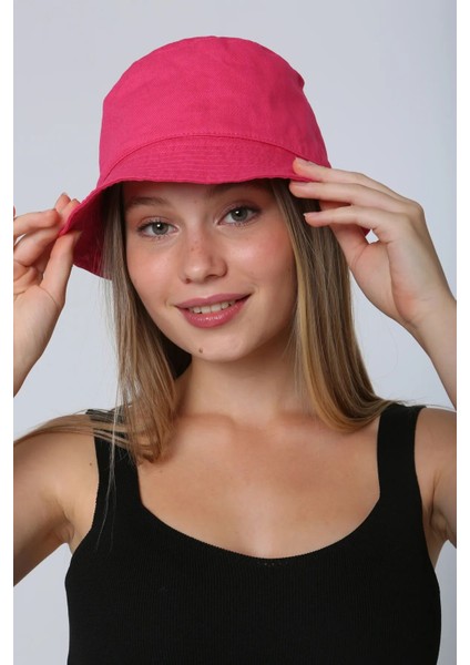Unisex Yazlık Bucket Renkli Şapka Fuşya
