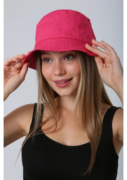Unisex Yazlık Bucket Renkli Şapka Fuşya