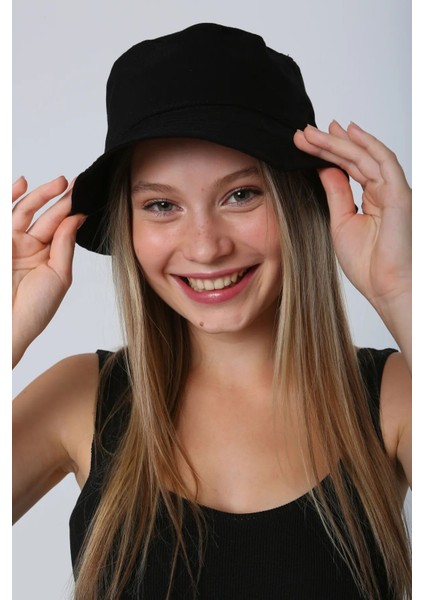 Unisex Yazlık Bucket Renkli Şapka Siyah