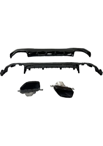 Bmw G22 G23 Arka Difüzör ve Egzoz Ucu Seti Braketli Siyah
