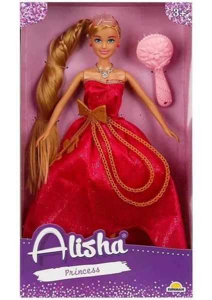 0835 Sun-Rst-Sıs-Mnk Alisha Prenses Uzun Saçlı Aksesuarlı Bebek Set 29 cm 3renk -Sunman