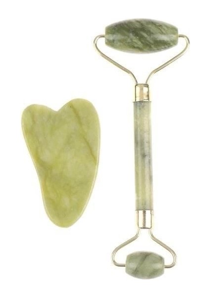 Çift Taraflı 2'li Cilt Yüz Masaj Aleti Jade Roller Yeşim Taşı Seti fiyatları