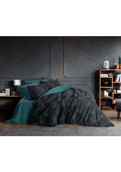 Cotton Box Dark Çift Kişilik Nevresim Takımı Noche Petrol