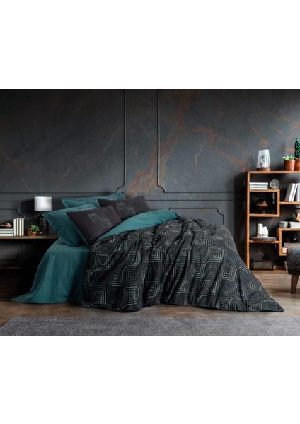 Cotton Box Dark Çift Kişilik Nevresim Takımı Noche Petrol