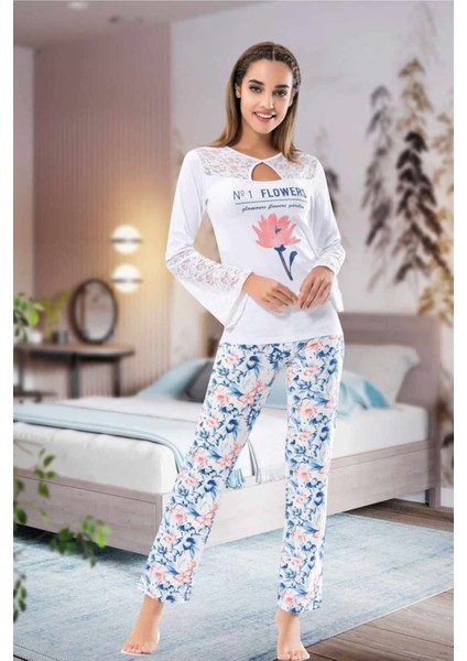 Hsyn Uzun Kol Dantelli Kadın Pijama Takım 1115 Akdenizpos Yeni