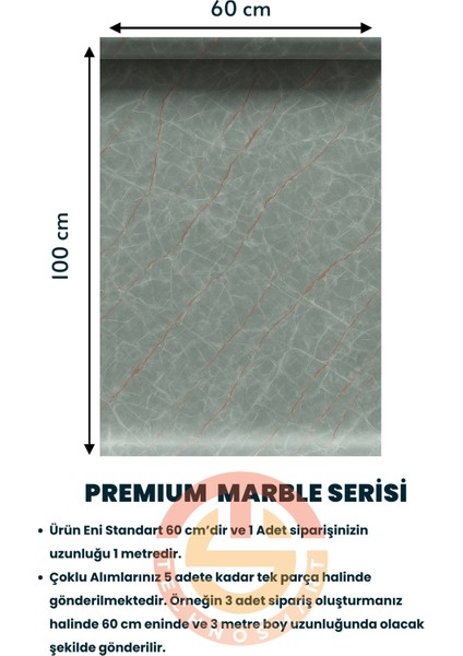 60X100CM Mermer Desen Kendinden Yapışkanlı Duvar Kağıdı Kaplama Mutfak Tezgeh Masa Folyo Gri